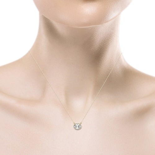 IGI Diamond Pendant IF D Oval 1.65 Carat Lab Created 14k White Gold Eye Clean - Picture 3 of 7