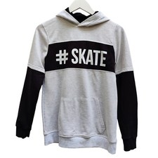 Sweat garçon 14 ans capuche gris et noir imprimé très bon état - C&A