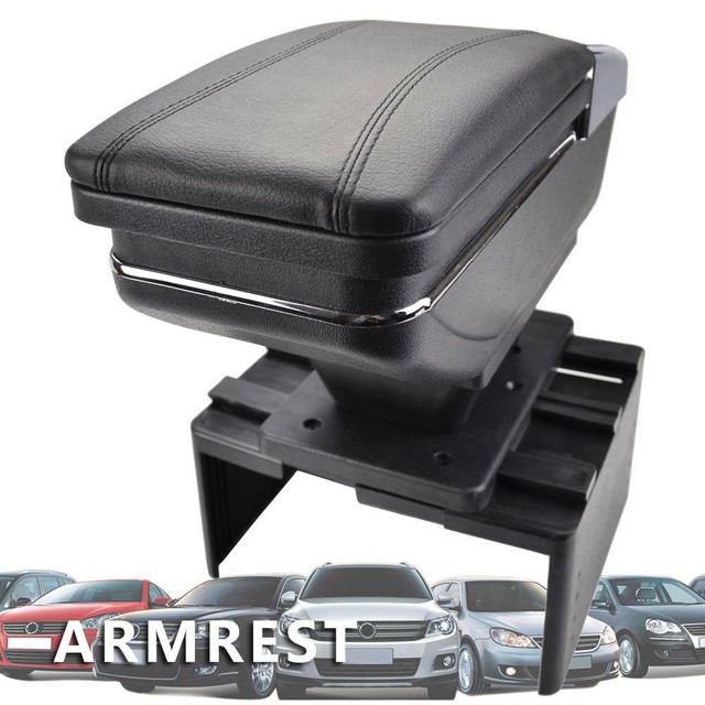 Universal Car Center Container Armrest Box Black Storage PU Leather Cup