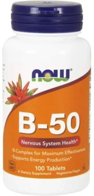 NOW FOODS, VITAMIN B-50 B-Komplex 100 Tabletten SUPER PREIS - Bild 1 von 2