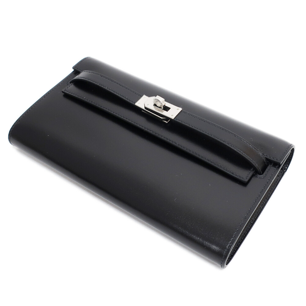 HERMES kelly wallet box calf shoulder bag black bg12511 | eBay