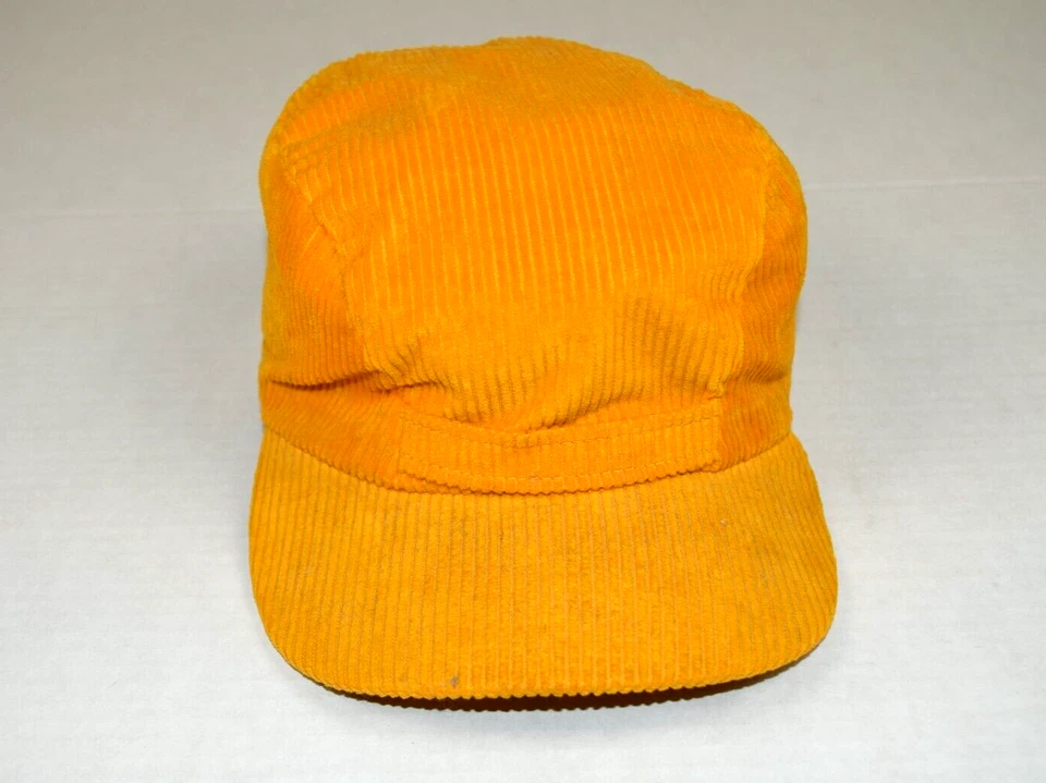 Sombrero de pana vintage años 40 50 dorado amarillo Elmer Fudd cordón suave solapa escondida 6 X 6" Foto 2 de 4