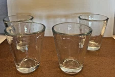 4 PCs Bormioli Rocco Italian Made Thick Clear Glass Wavy Rim Whiskey