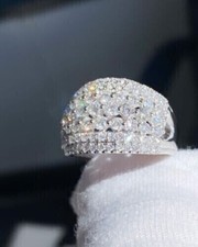 2.5Ct Round Lab Created Diamond Men's Wedding Cluster Ring 14k White Gold Finish