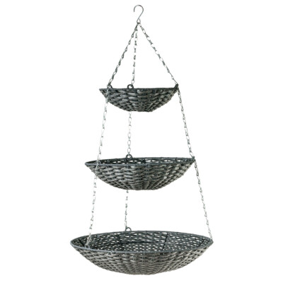 Etagere mit drei Schalen, grau, Ø 45/35/25 cm x H 80cm, Obstkorb, Hängekorb