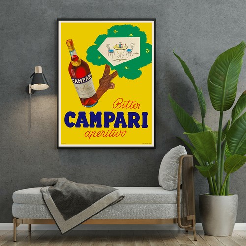🎨 Poster Bitter Campari Aperitivo Manifesto bevande Bar Vintage Stampa Fine Art - Foto 2 di 3