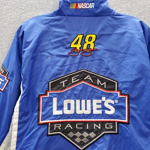 VINTAGE Jimmie Johnson Men Jacket Large Blue Windbreaker Racing Champs 2000s - Picture 6 of 8