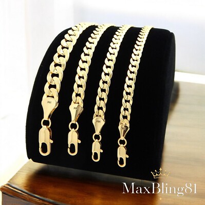 AAA+ High-End Premium 14K Stamped Gold plated 4~10mm Brass Cuban Chain Necklace