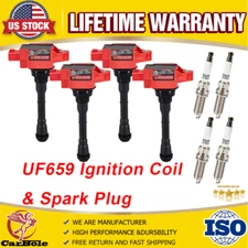 4x Ignition Coil + 4xIridium Spark Plug for 2011-17 Nissan Juke 1.6L Turbo UF659