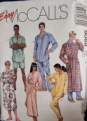 McCall's Sewing Pattern 9089 Unisex Robe Nightshirt Top Pants Shorts XLG to XXLG