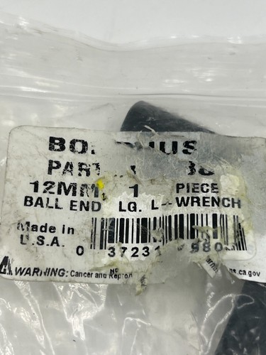 (QTY 2) Bondhus 10980 ProGuard 12 mm Hex Ball L-Wrench - Protanium Steel - Picture 2 of 6