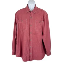 Alaskan Hardgear Duluth Trading Co Button Down Shirt Men Extra Large Red L/S Tee