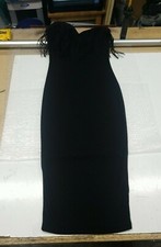 Windsor Black Rocker Steampunk CHIC Fringe Strapless Dress SZ M (D2)