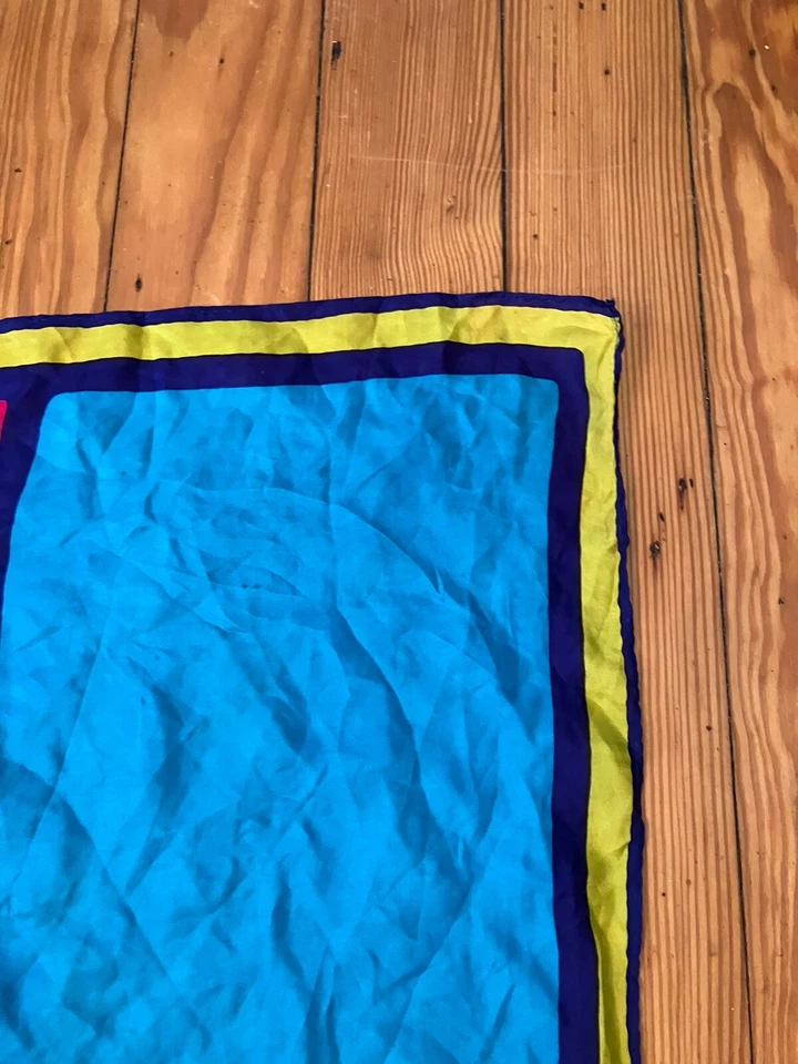 Bufanda de seda vintage Peter Max años 70 20X20 psicodélico Mod hippie Foto 3 de 4