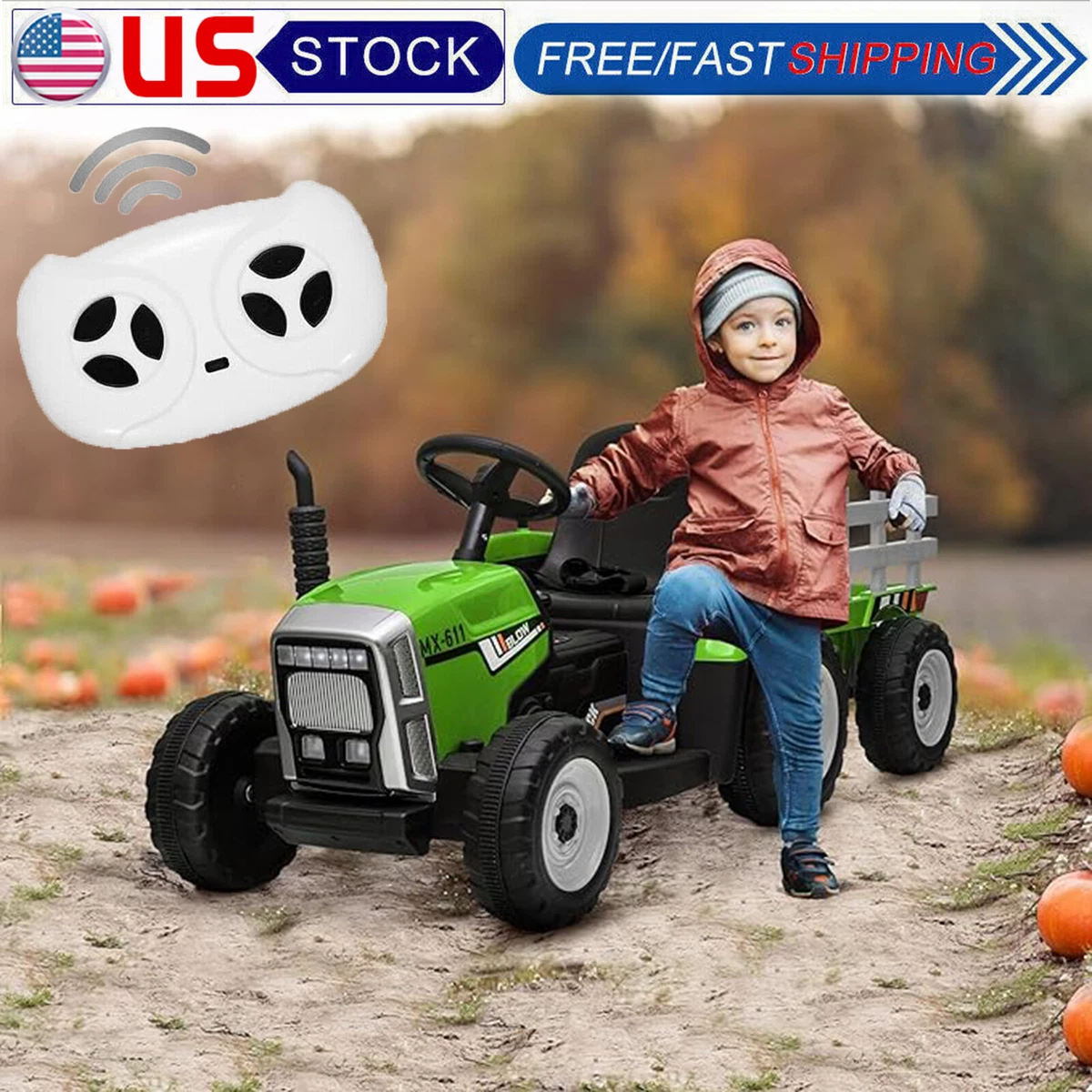 Kids 12v best sale tractor