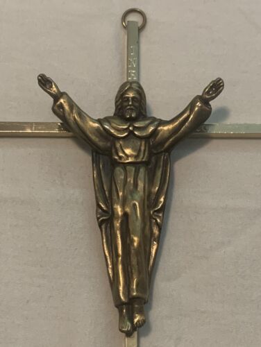 Vintage INRI Gold Tone Wall Cross Crucifix Of Jesus Christ 10” Made In Portugal - Picture 2 of 5