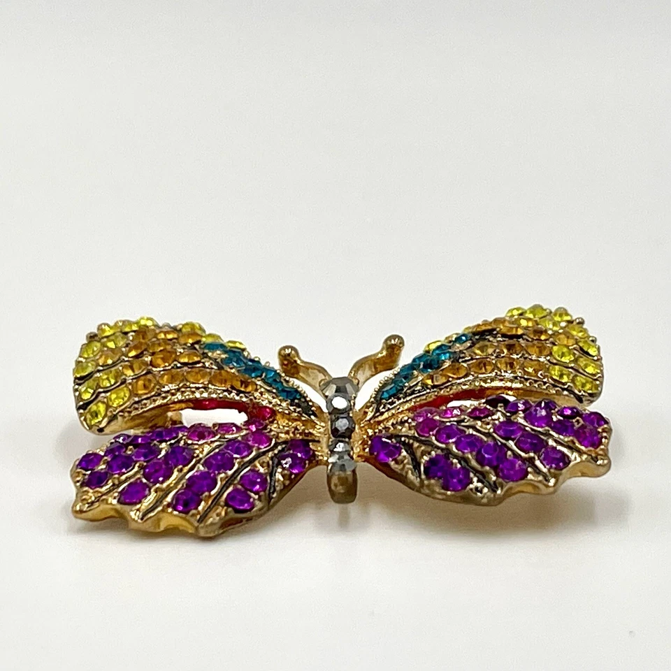 Monarch Butterfly Brooch Austrian Crystal Pin Gold Plated - Image 4 of 4