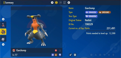 Pokemon Scarlet & Violet 6IV Shiny Garchomp Max EVs