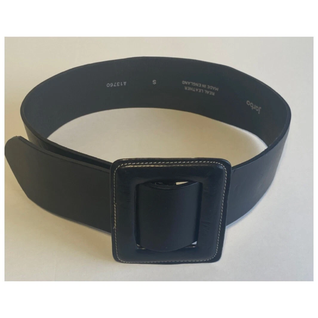 Jarbo leather belt A13760 black thick leather Square Big buckle 199$ size S