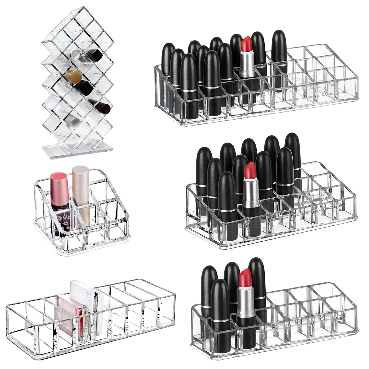 BOX UP Acrylic Lipstick Holder - Clear with Lipstick Display Lipstick Holder Organizer with Lid Clear Acrylic Lipstick  main image 2