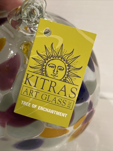 Kitras Art Glass Orb 6" Large Sphere Witch Ball Ornament Hand Blown New With Box - Picture 2 of 10