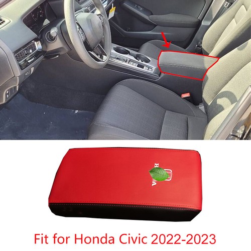 Red&Black Leather Central Console Armrest Box Holster For Honda Civic 2022-2023 - Picture 11 of 11