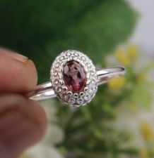 925 Sterling Silver Oval Cut Pink Topaz Gemstone Ring Stackable Ring Jewelry