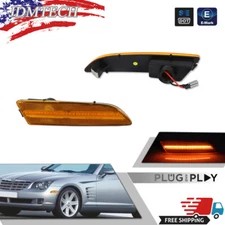 FOR 04-08 CHRYSLER CROSSFIRE AMBER LENS+LED LEFT & RIGHT FRONT SIDE MARKER LIGHT