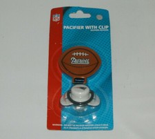 NFL New England Patriots Football Silicone Pacifier With Clip NEW SEALED