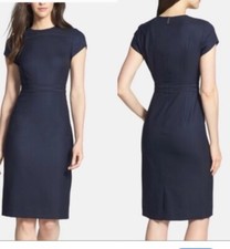 Tory Burch Womens Wool Navy Blue Cap Sleeve Dress Size 6 EUC