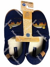 LIFE IS GOOD Men's Closed Back Moccasin Slippers - Suede  Fleece Indoor Size 9