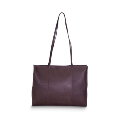 Cafe Top Grain Vaquetta Leather Zip-Top Slim Tote Bag