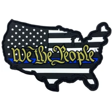 CL4-09 We The People Thin Blue Line PVC Patch hook and loop back 2nd Amendment P