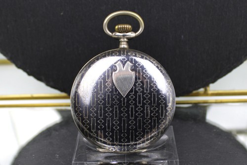 Niello Taschenuhr Art Déco, 800er Silber, um 1920