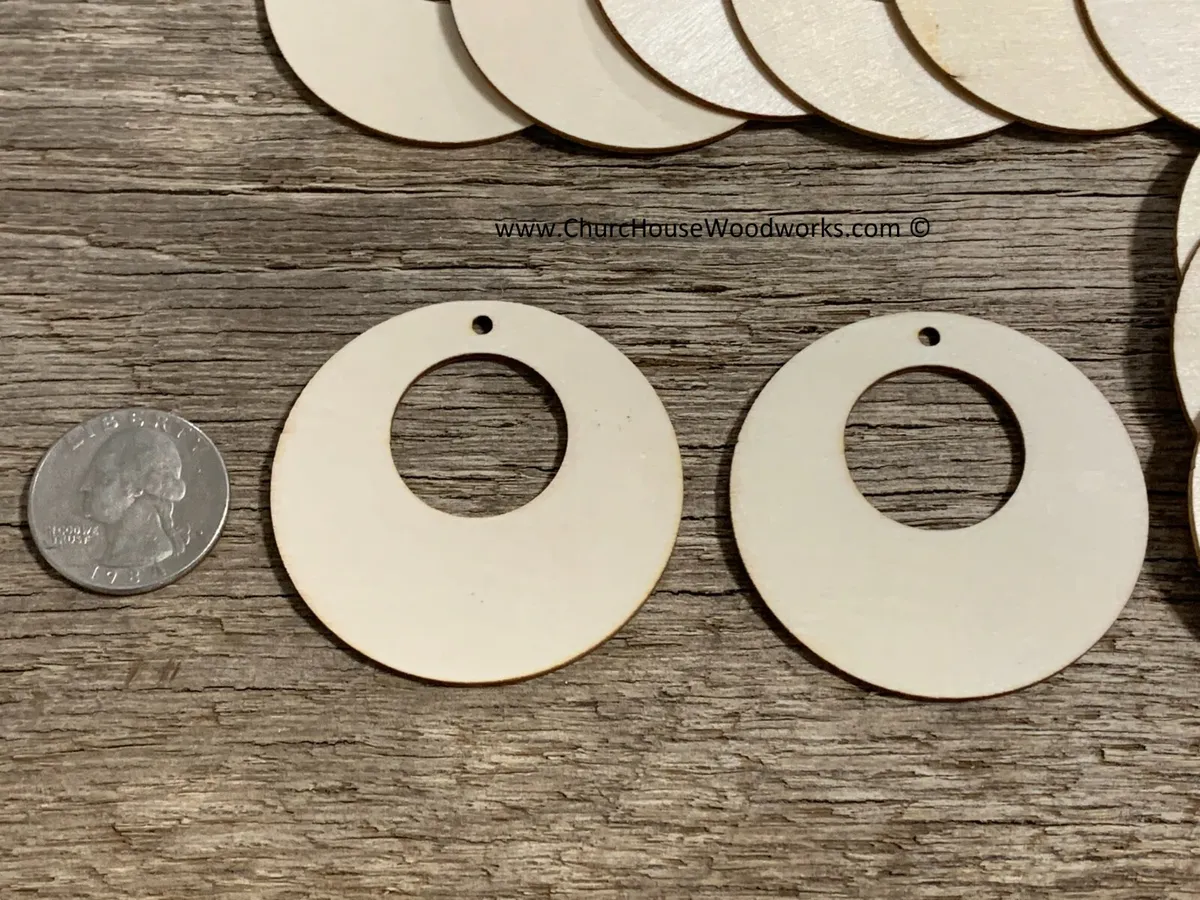 25 qty Hollow Circles 2 inch wooden Earring Blanks or Tags