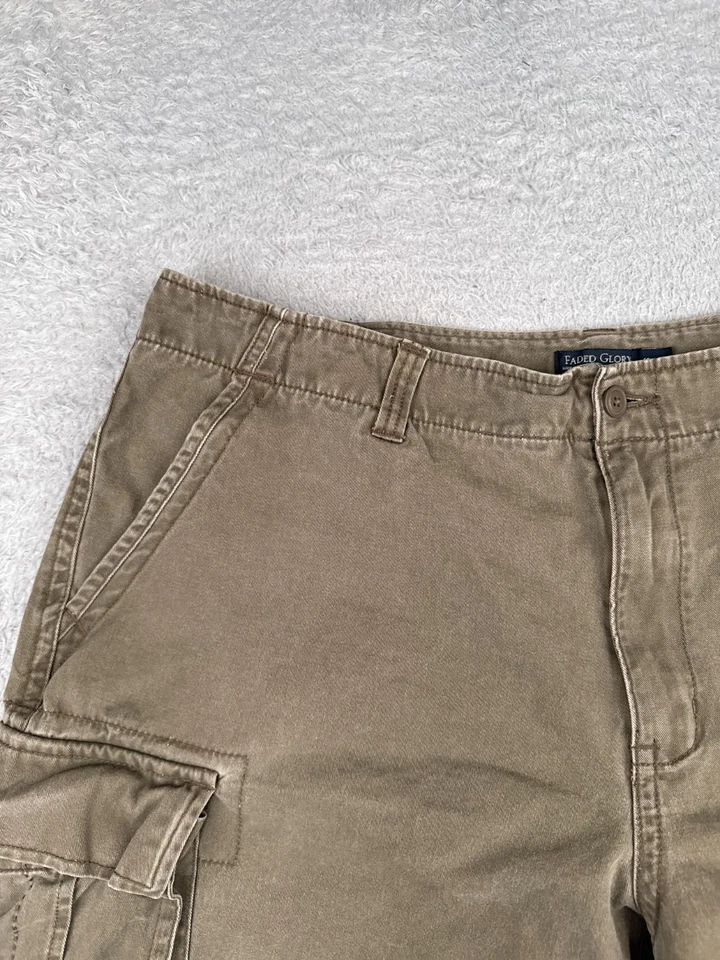 Pantalones Cortos Glory Desteñidos Hombres 40 Marrón Carga 100% Algodón Sarga Senderismo Camping Informal 9" Foto 4 de 4