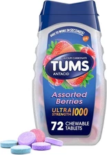Tums Ultra Strength 1000 Assorted Berries Antacid Tablets, 72 Ct