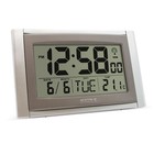 Acctim Stratus Digital Wall / Desk Clock Radio Controlled Tabletop LCD Silver UK