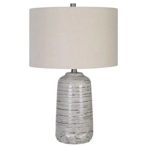 Uttermost Cyclone 24 3/4" Ivory and Gray Modern Ceramic Table Lamp - Picture 4 of 7