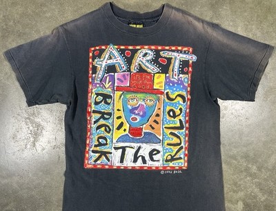 90s Fred Babb アートTee Vintage 90s Fred Babb” Art Break The Rules” Graphic Shirt Size M