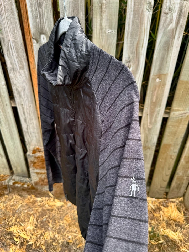 Chaqueta híbrida Smartwool para hombre Merino aislada M negra cremallera completa mezcla de lana Foto 4 de 4