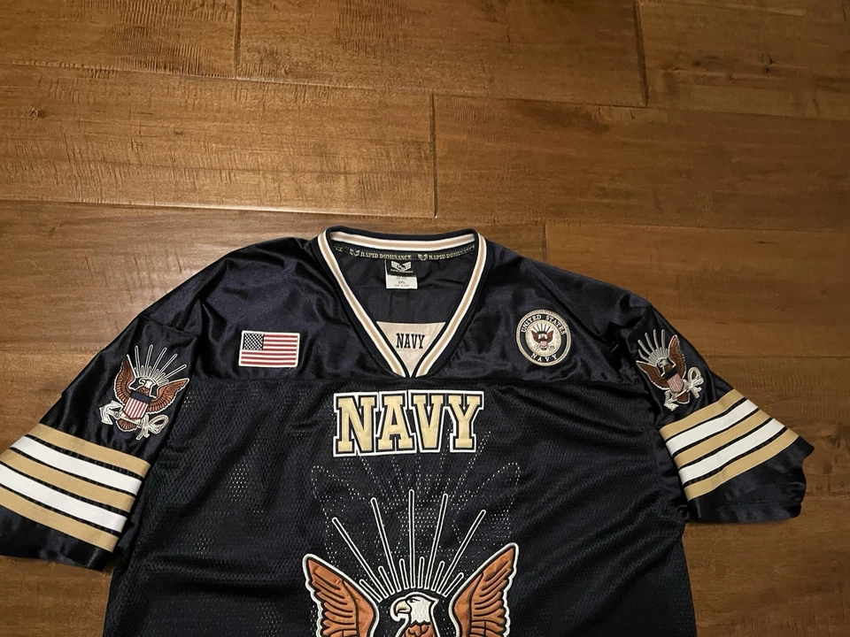 Camiseta de fútbol americano militar de dominación rápida bandera de Estados Unidos de la Marina de los Estados Unidos - 2XL para hombre Foto 3 de 4