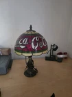 Vintage 15" Coca Cola Tiffany Style Plastic Stained Glass Shade Table Lamp