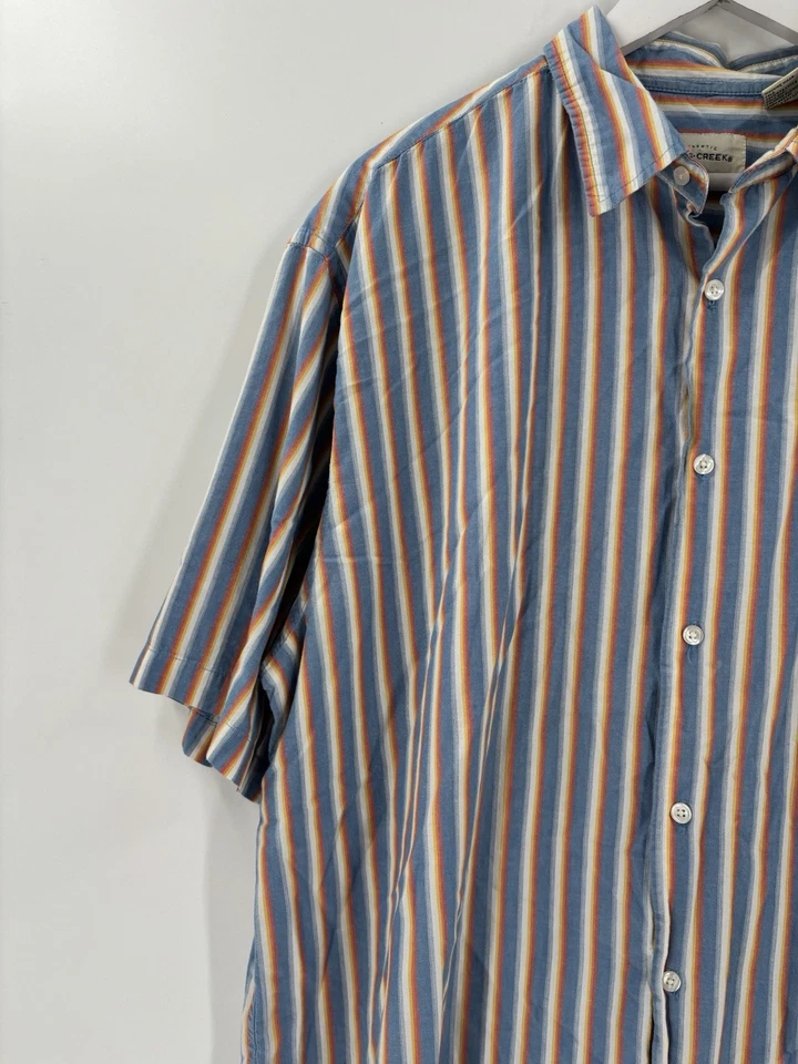 Falls Creek Vintage Button Down Shirt Mens XL Blue White Vertical Striped Casual - Image 4 of 4