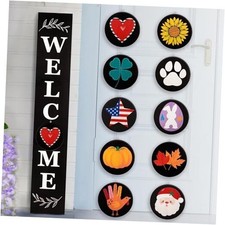 Welcome sign for front porch standing, 47 x 7.9 Inch Wooden Leaner Sign Black