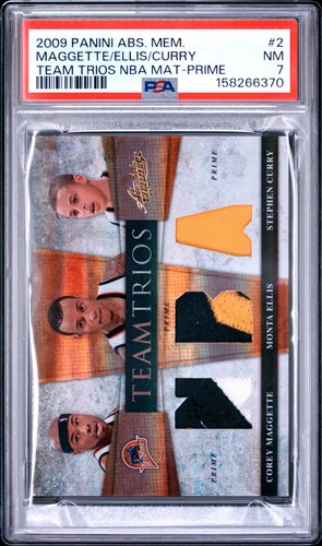 Stephen Curry RC/Ellis/Maggette PSA 7 NM 09/10 Absolute Team Trios PRIME Patch