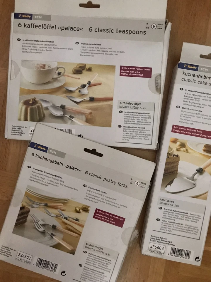 TCM Tchibo Besteck 13T Kaffeelöffel+Kuchengabeln+Tort Palace Perlmutt-Opt.Creme - Bild 2 von 2