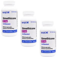 Major Simethicone 80 mg - 100 Chewable Mint Flavor Tablets | (9-2027) - 3 Pack