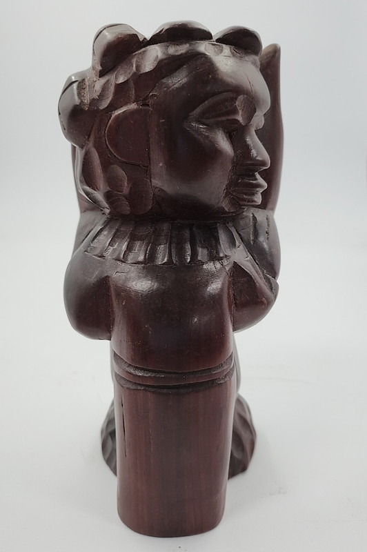 Vintage Tribal-Style Sculpture  Hand Carved Wooden Figurine 7" Tall