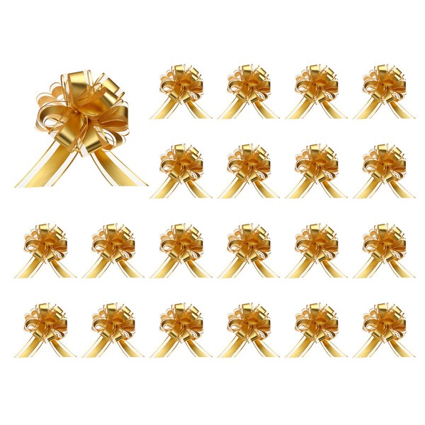 "20 StüCk Goldene ZugbäNder 6,3\" Breite GroßE Doppelschicht Geschenk-Schleifen"-image